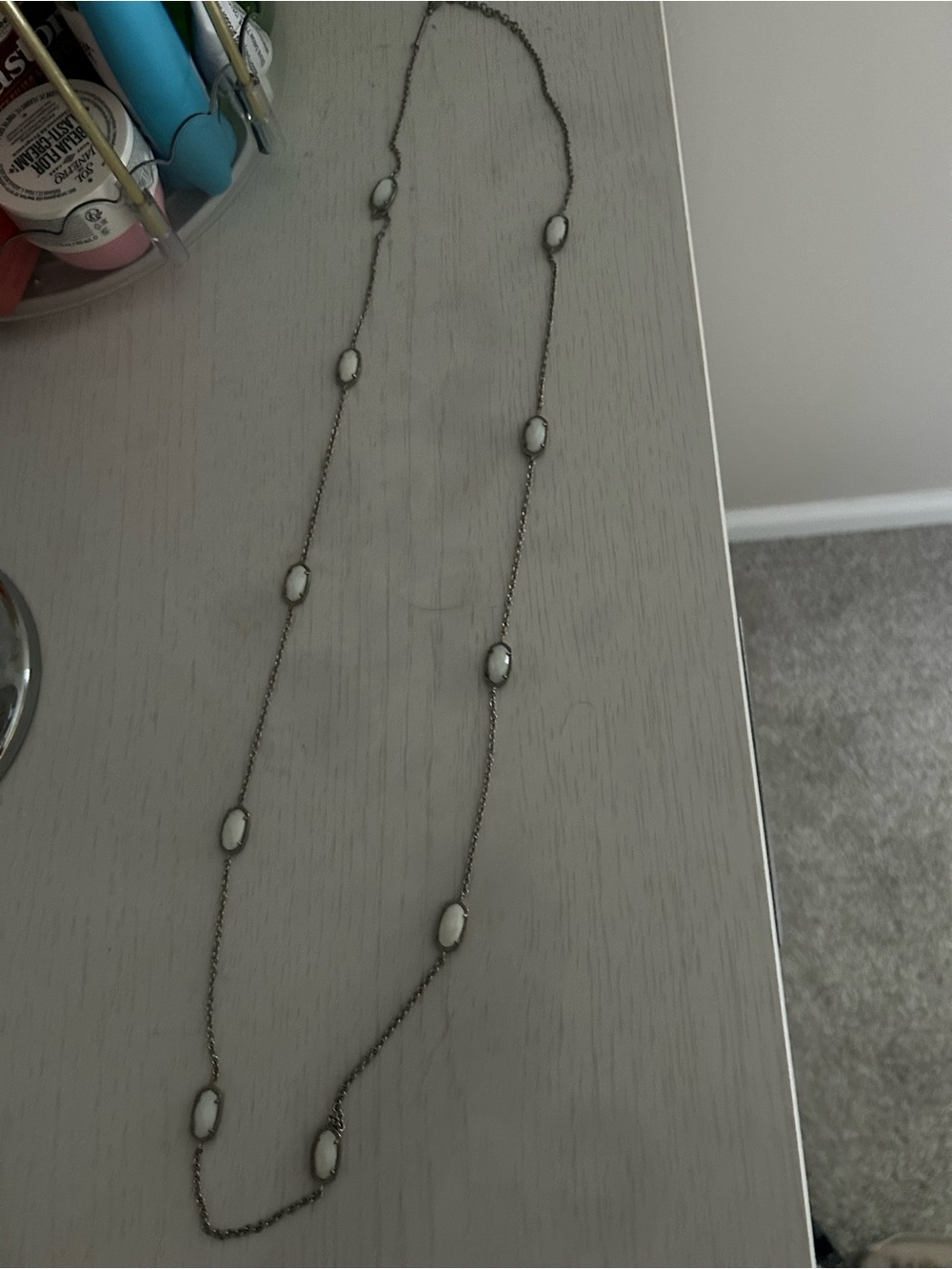 Kendra Scott Long White Stone Station Necklace